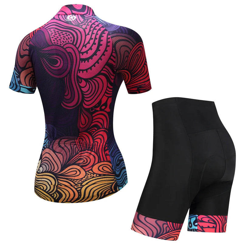 Mountain Bike Set Pineapple Fabric Moisture Wicking Light Breathable Soft Comfortable Cycling Kit Asian Sizes XS to 3XL Purple Choice