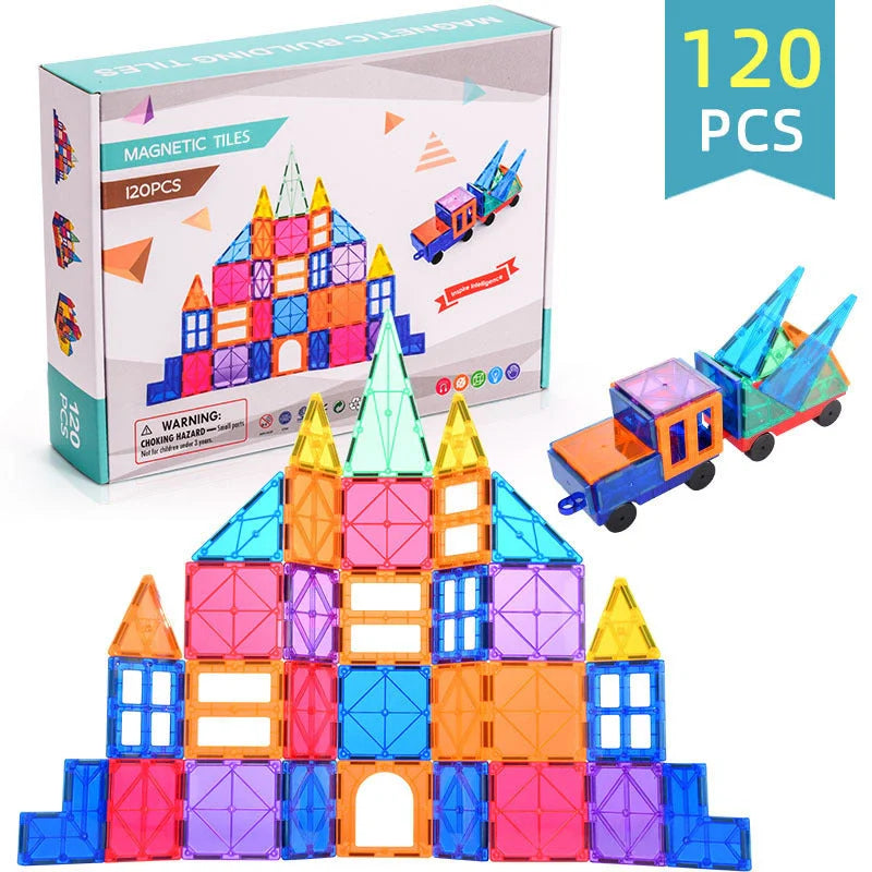 Magnetic tiles building blocks set for creative construction and learning