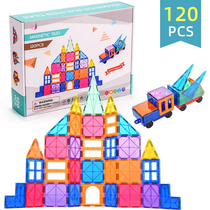 Magnetic tiles building blocks set for creative construction and learning