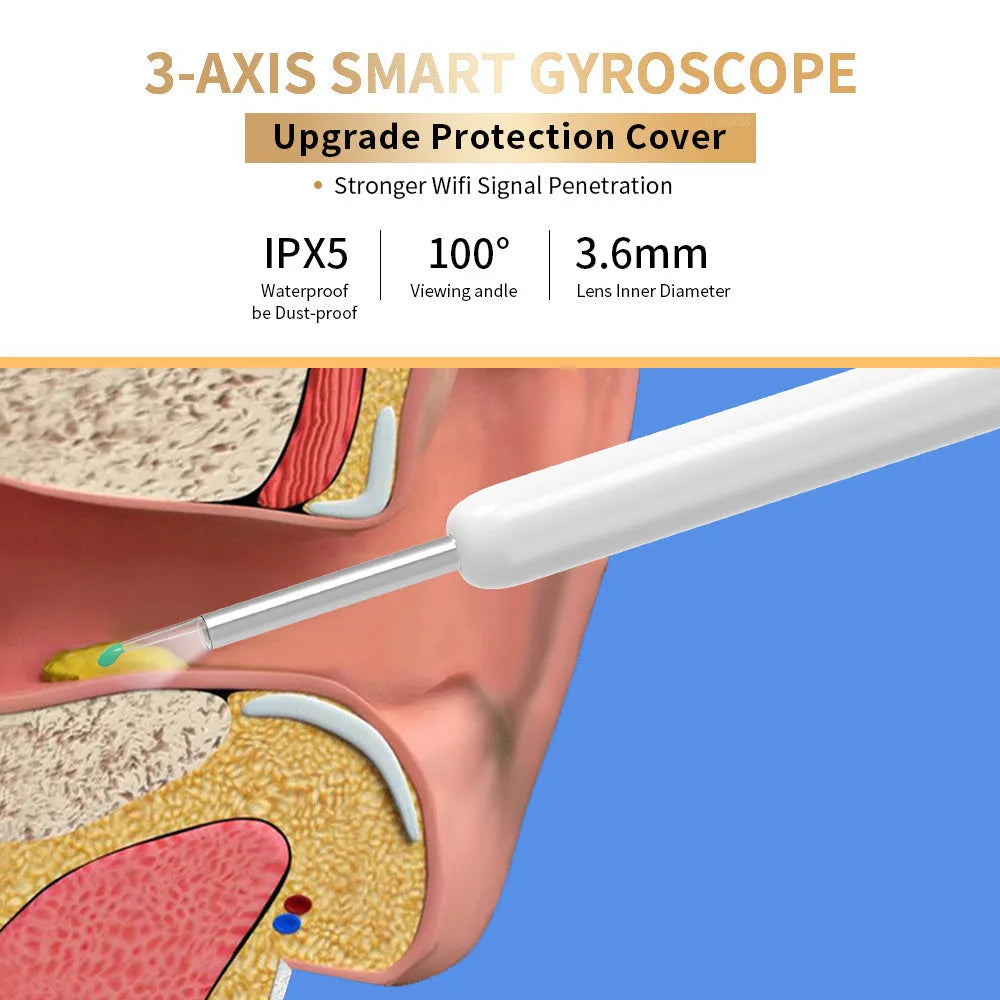 NE3 wireless otoscope ear cleaning kit with camera, LED light, and spoon heads