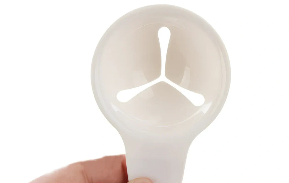 White ABS egg yolk white separator tool, 10cm handle, 7.3cm bowl mouth for kitchen use
