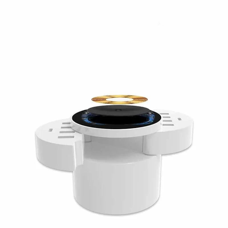 Ceramic white circular multi-port wireless phone charger with a 1.5 metre cable