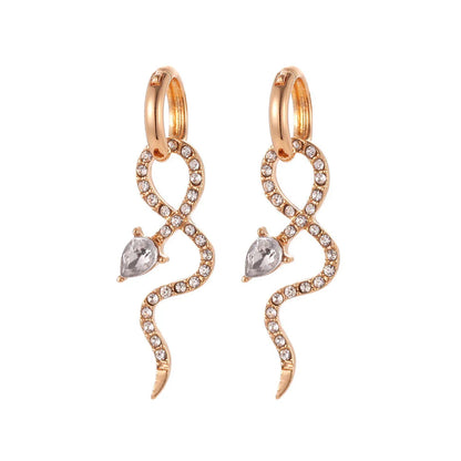 Elegant gold snake dangle earrings with a captivating serpentine design