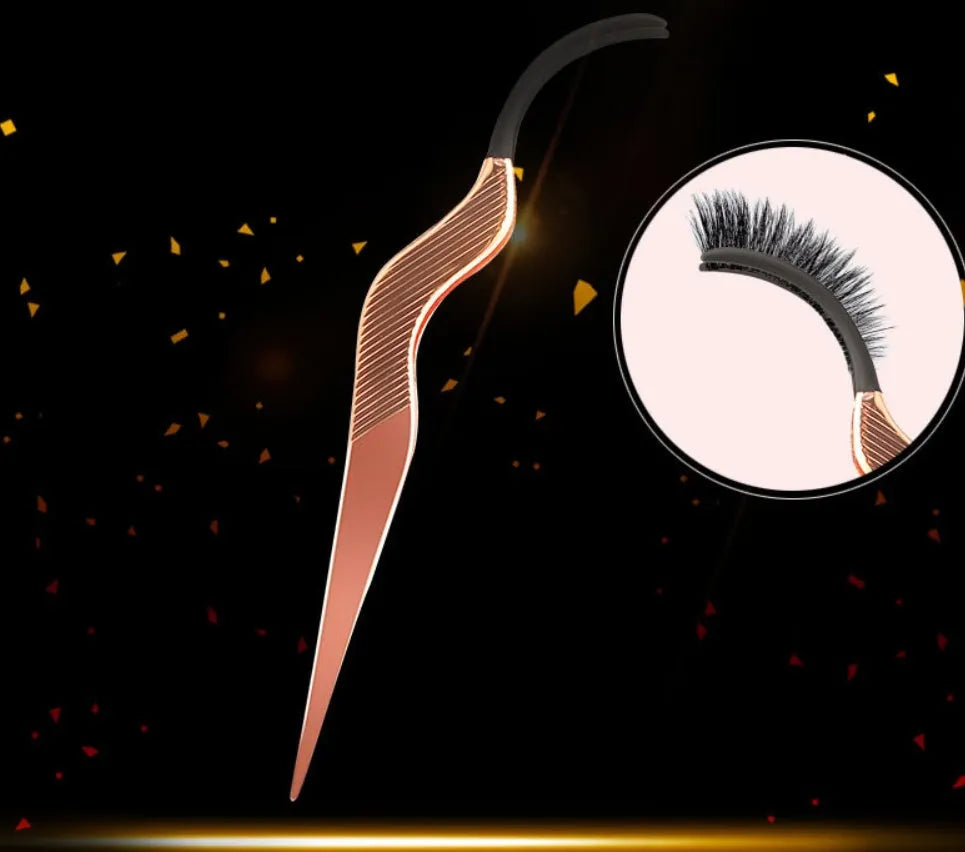 Rose gold eyelash curler aid for false eyelash application with gold colour option