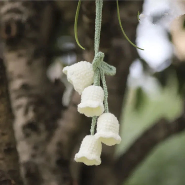 Green and white fishing style car plant decoration with 8cm base and 25cm hanging rope