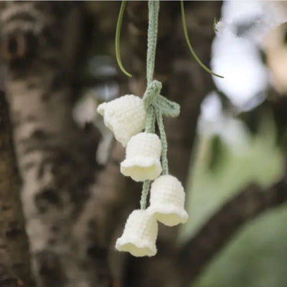 Green and white fishing style car plant decoration with 8cm base and 25cm hanging rope