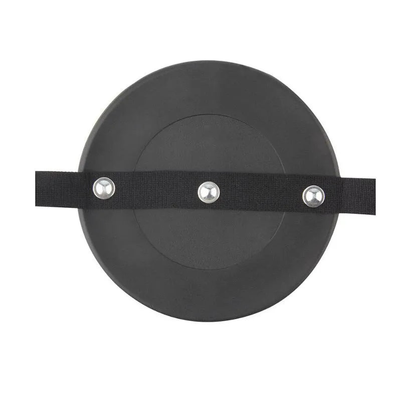 Black ABS baby safety rearview mirror with 17cm glass and adjustable strap for car headrest.