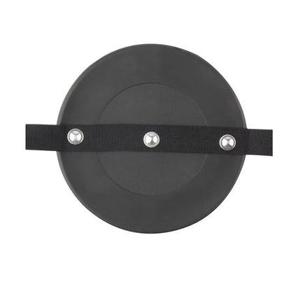 Black ABS baby safety rearview mirror with 17cm glass and adjustable strap for car headrest.