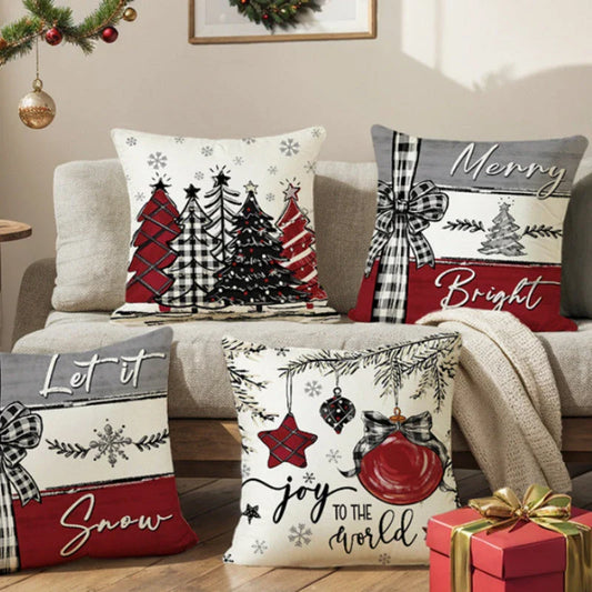 Festive Christmas cushion cover with vibrant holiday-themed design, perfect for adding cozy, seasonal charm to any home.