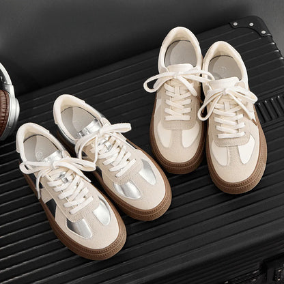 Retro round toe sports board shoes with cross shoulder straps in matte finish