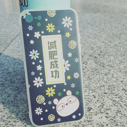 Clear TPU smartphone case with a custom design on the back, shown fitting an iPhone.