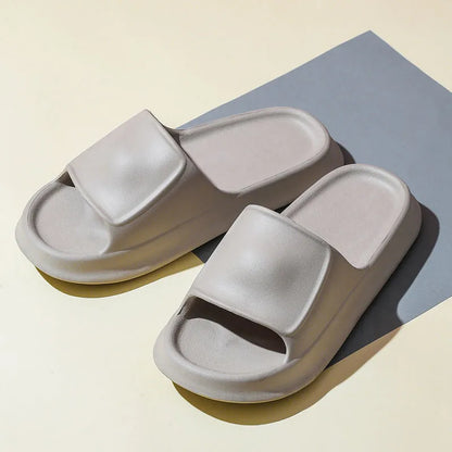 EVA flip-flop slippers with thick sole in multiple colours showing non-slip pattern
