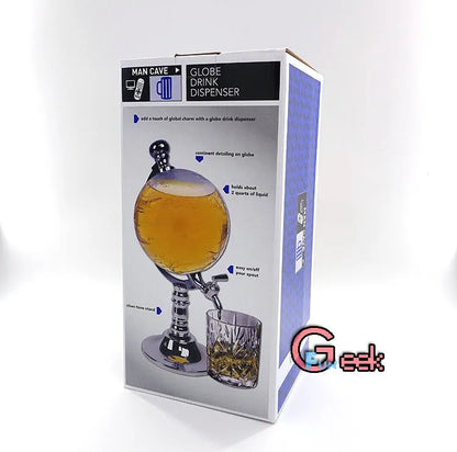 Transparent globe drink dispenser on silver stand with 1L capacity for beverages