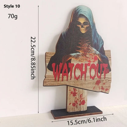 Wooden European style retro creative Halloween tabletop ornament decoration