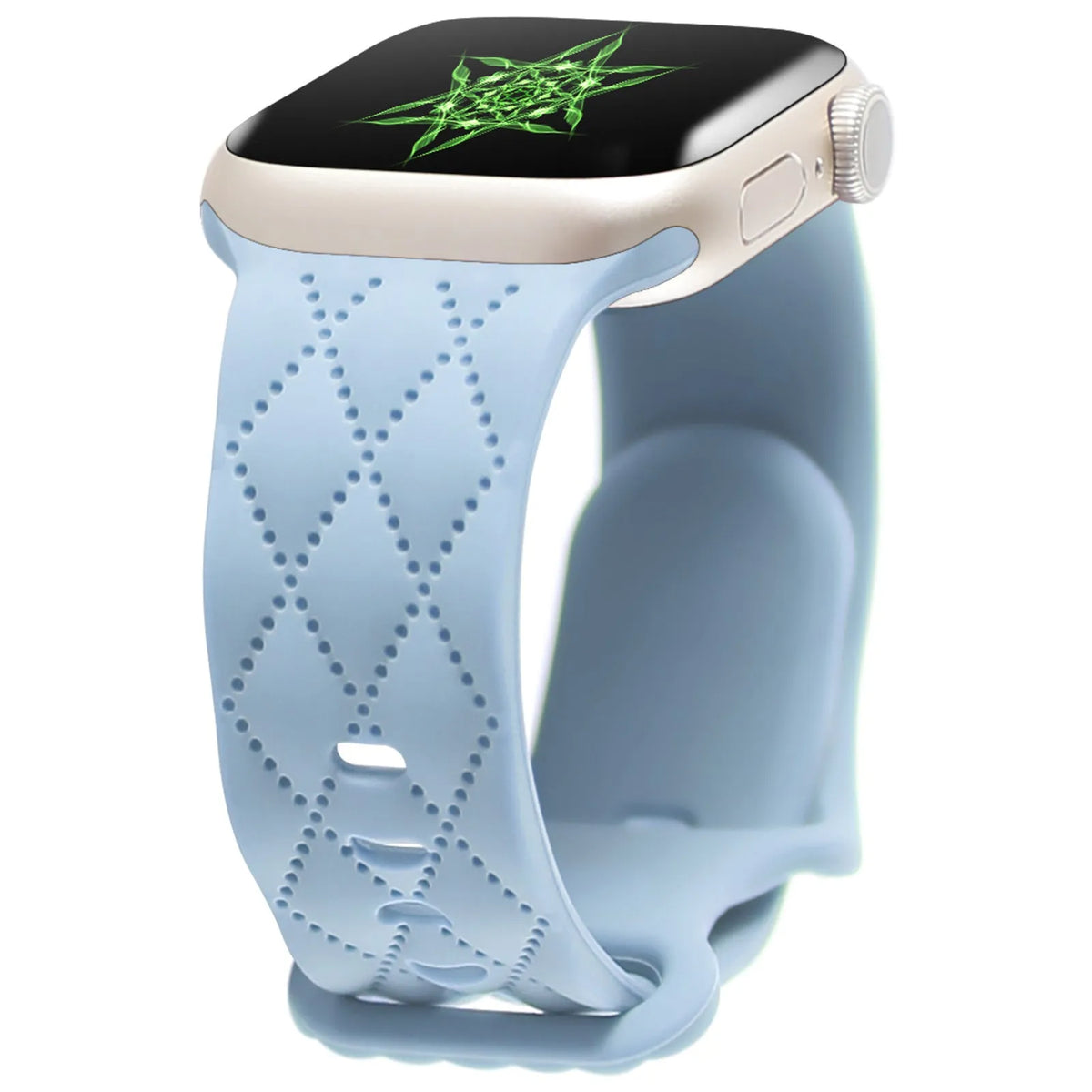 Silicone Apple Watch strap with butterfly buckle, shown in black, 38/40/41mm size