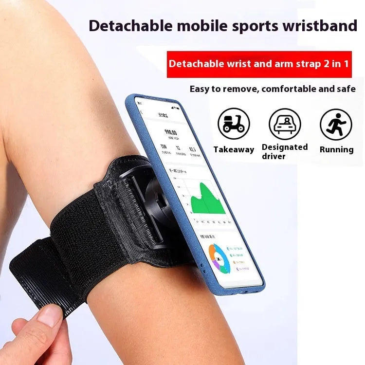 Black mobile phone arm bag for takeaway driving and running with wrist strap