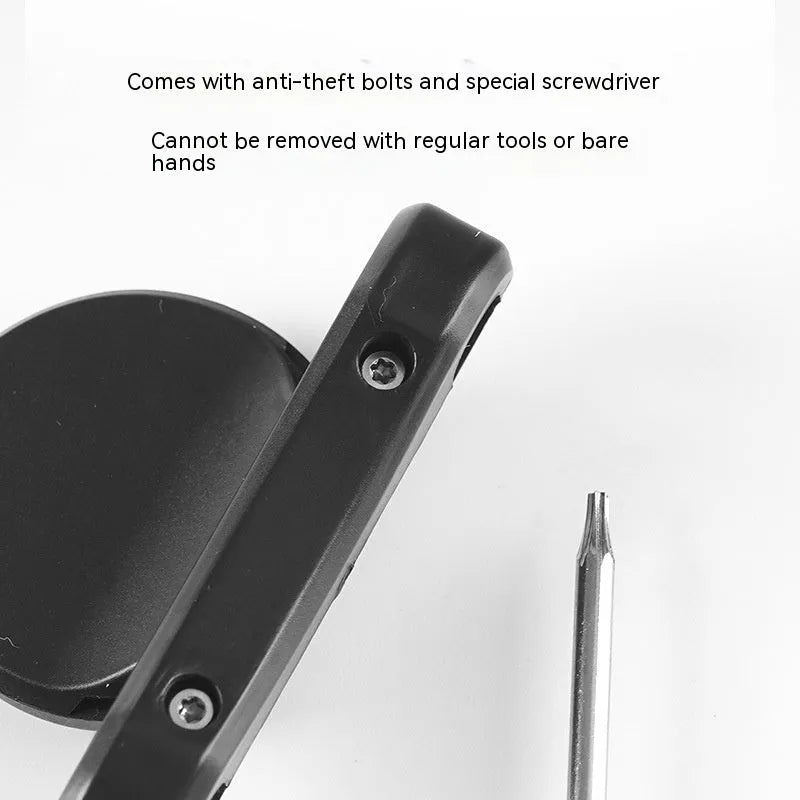Black bicycle GPS tracker mounting bracket with anti-theft bolts for seat post installation