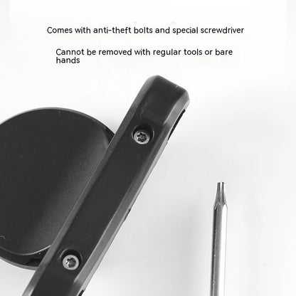 Black bicycle GPS tracker mounting bracket with anti-theft bolts for seat post installation