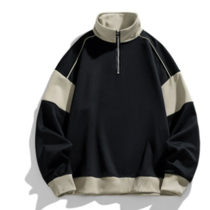 Men's rabbit fur corduroy hooded sweater with drop shoulders and loose lapels in beige colour