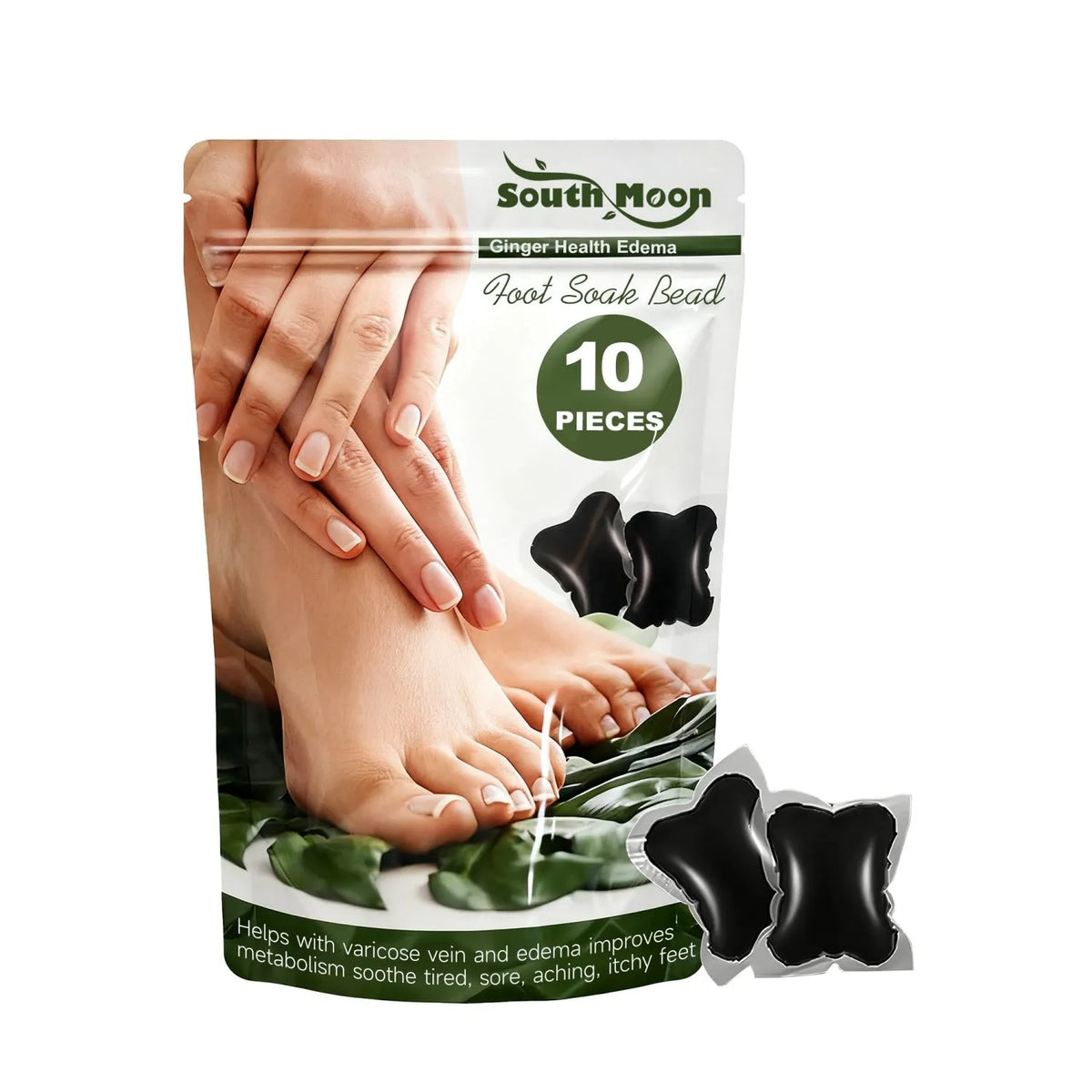 Ginger edema foot soak bead set with 10 foot bath beads containing wormwood, angelica, and safflower extract