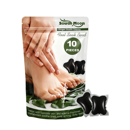 Ginger edema foot soak bead set with 10 foot bath beads containing wormwood, angelica, and safflower extract
