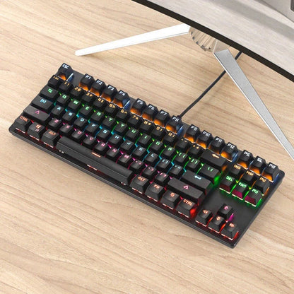 Mechanical Keyboard with Green Shaft and 87 Non-Punch Keys in various colors