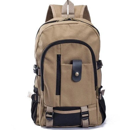Stylish men's canvas backpack with zipper, perfect for students and professionals