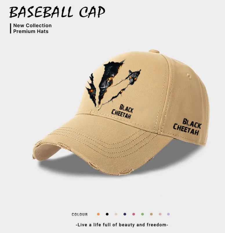 Men's casual baseball cap in European and American style with polyester construction, available in beige, black, and blue colour options, featuring a classic sports-inspired silhouette suitable for everyday wear