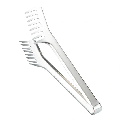 23cm stainless steel kitchen tongs with serrated tips and locking mechanism