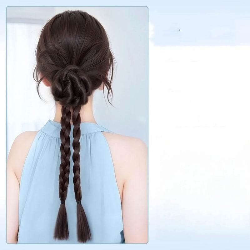 Children's high temperature silk braided ponytail wig with multiple colour options including brown black, dark brown, mocha brown, and light brown for summer styling