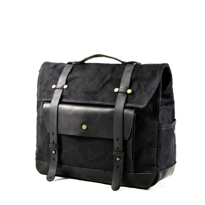 Camel Bag Knight cotton messenger bag in army green with helmet inside, showing internal organiser pockets.