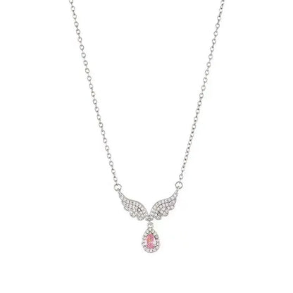 Women's sterling silver necklace with geometric fishtail pendant on adjustable O-ring chain