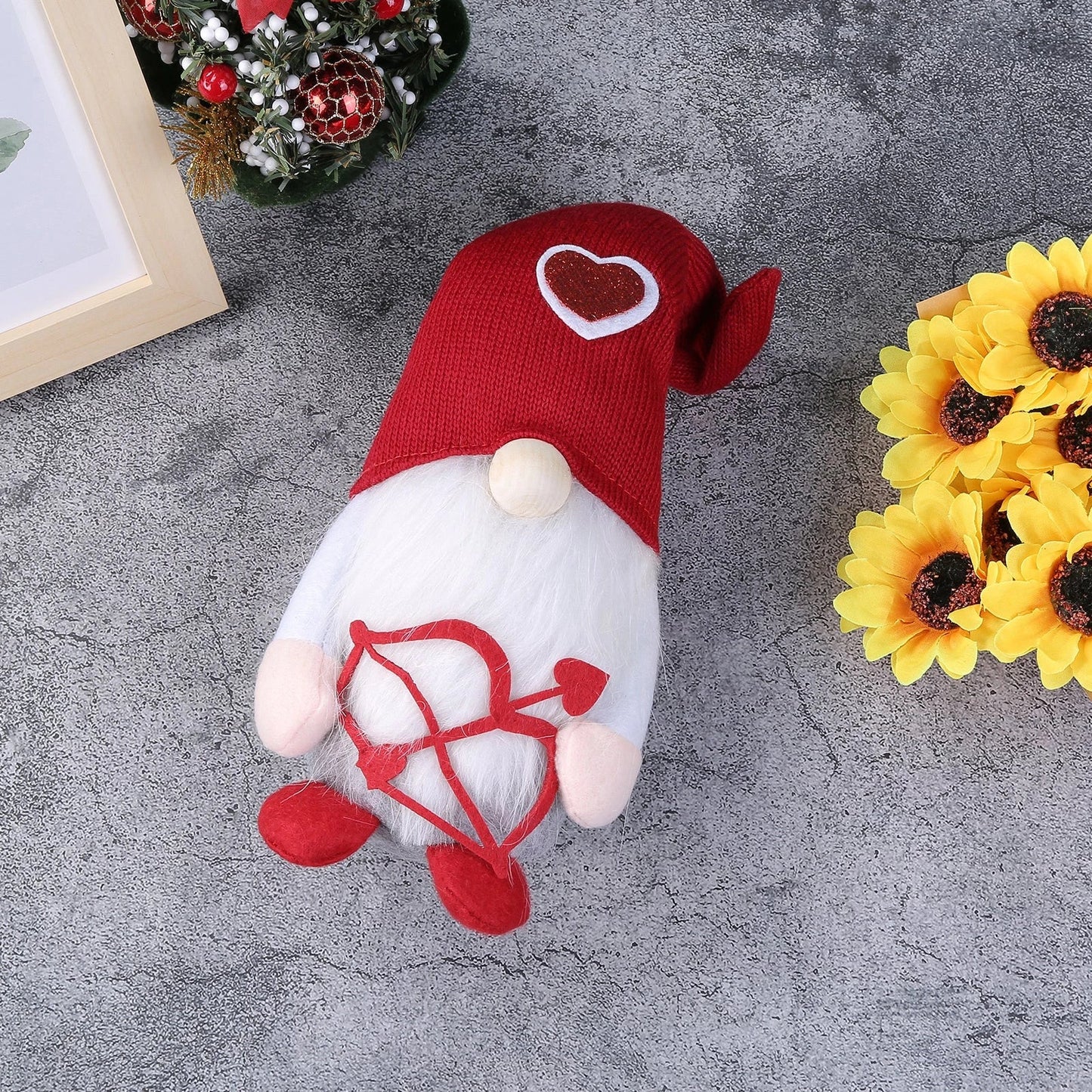 Soft, plush Cupid gnome figures in various styles for Valentine's Day, Christmas, and year-round home decor