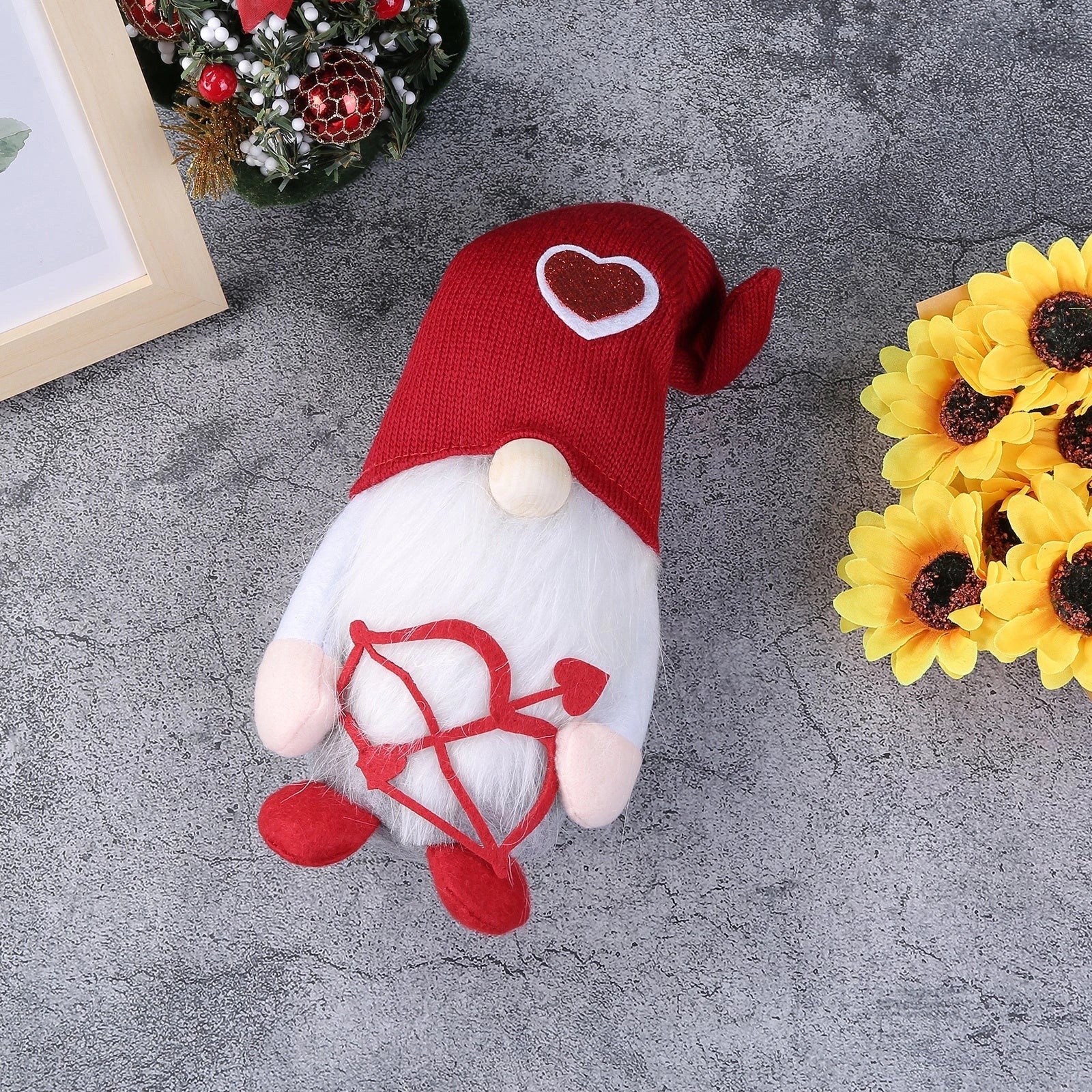 Soft, plush Cupid gnome figures in various styles for Valentine's Day, Christmas, and year-round home decor