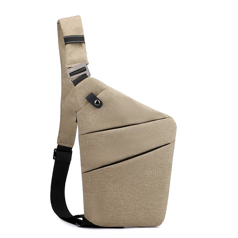 Canvas chest bag 31x20x1cm, 190g, one-shoulder crossbody with anti-radiation fabric inside, smoke black or silver grey