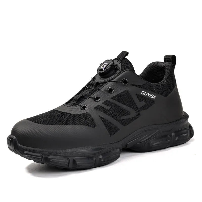 Lightweight safety shoes with steel toe cap and anti-puncture protection in colour LB3117BK