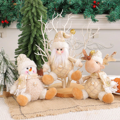 Santa Claus, deer and snowman Christmas ornament set with colourful cartoon styling