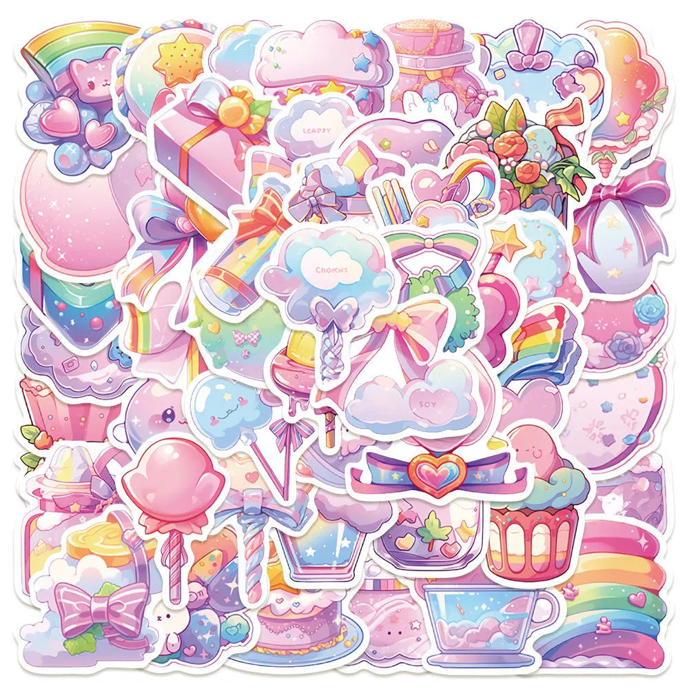 Candy small items waterproof stickers in fresh colours, 4-7cm size, for hand account and written decoration