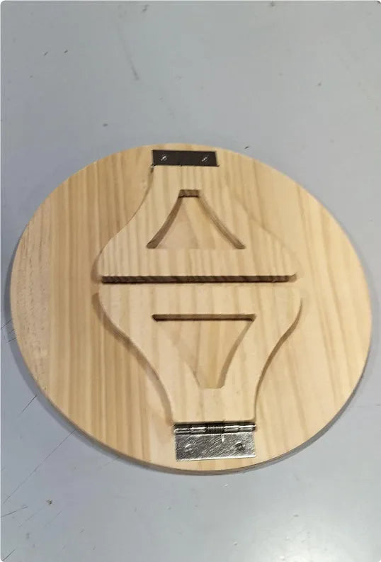 Wooden clip-on sofa tray table with carving design in bamboo colour on armrest