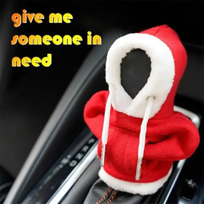 Christmas hoodie car gearshift cover in red and green