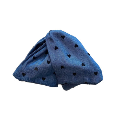 Women's handmade hair clip with denim fabric bow triangle decoration and plastic grip