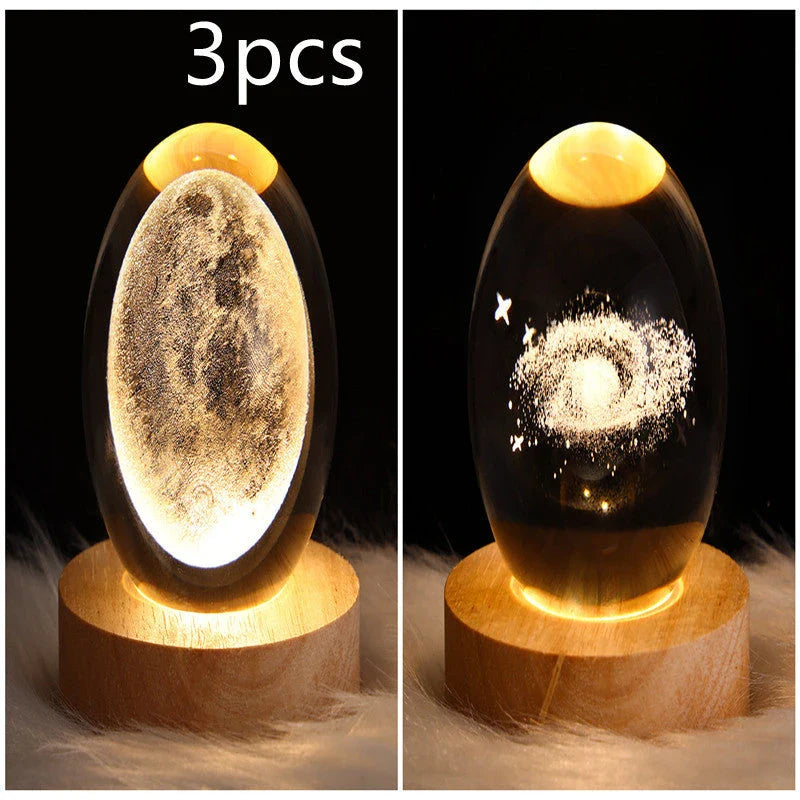 Enchanting galaxy crystal ball night light with 3D pattern, creating a mesmerizing celestial display for bedroom decor