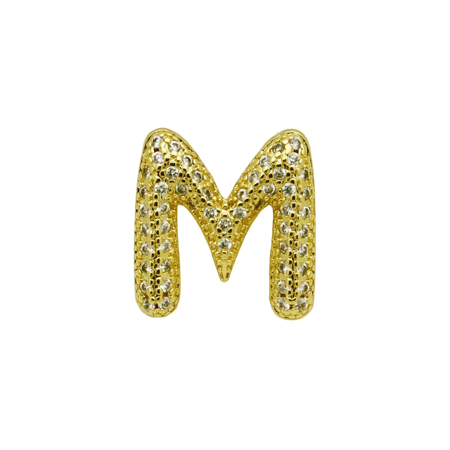 Retro copper bracelet with a letter 'A' charm featuring micro inlaid zircon, shown in a gold finish.
