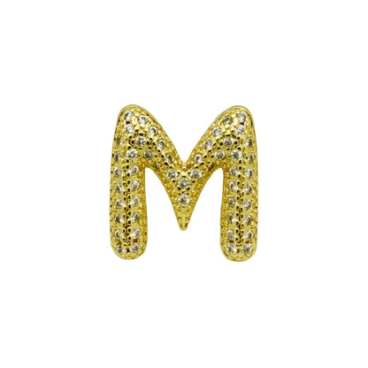Retro copper bracelet with a letter 'A' charm featuring micro inlaid zircon, shown in a gold finish.