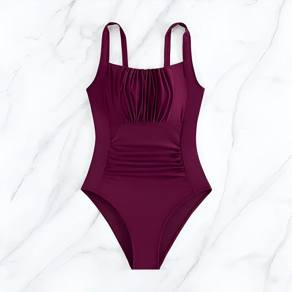 Women's one-piece swimsuit in multicolour prints including leopard print, navy blue and red, sizes S to XXL