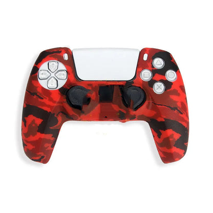 Camouflage pattern silicone protective case for PS5 DualSense controller showing textured grip surface