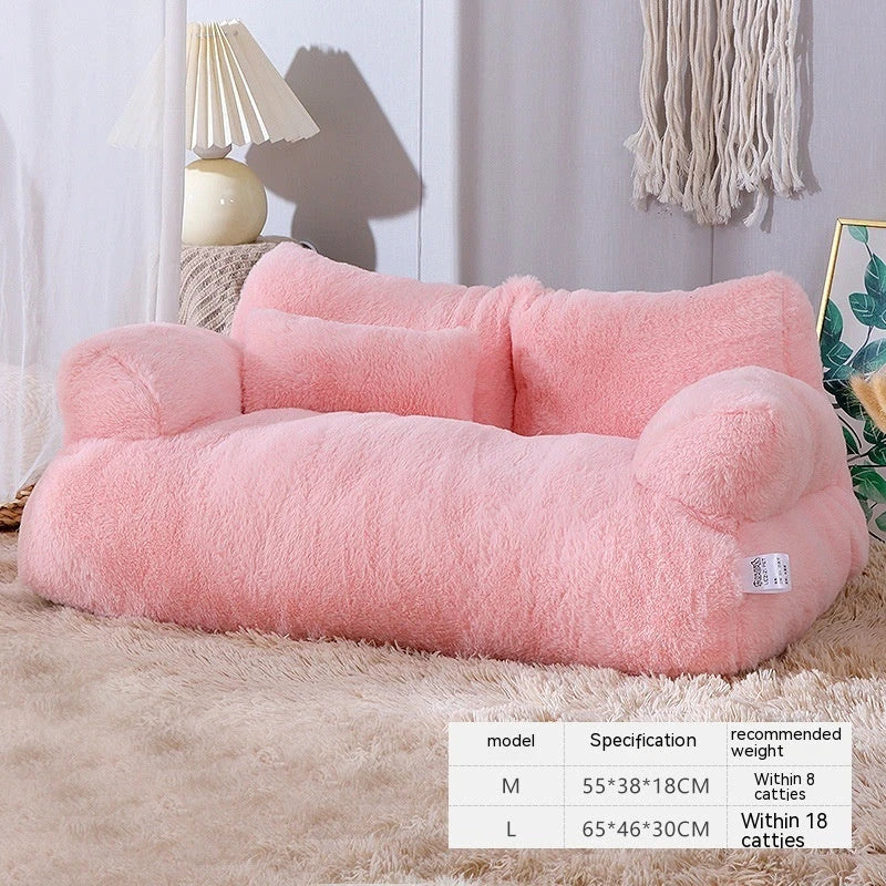 Cozy and luxurious cat bed sofa in various colors, featuring a thick backrest and anti-slip base for pets' comfort and relaxation