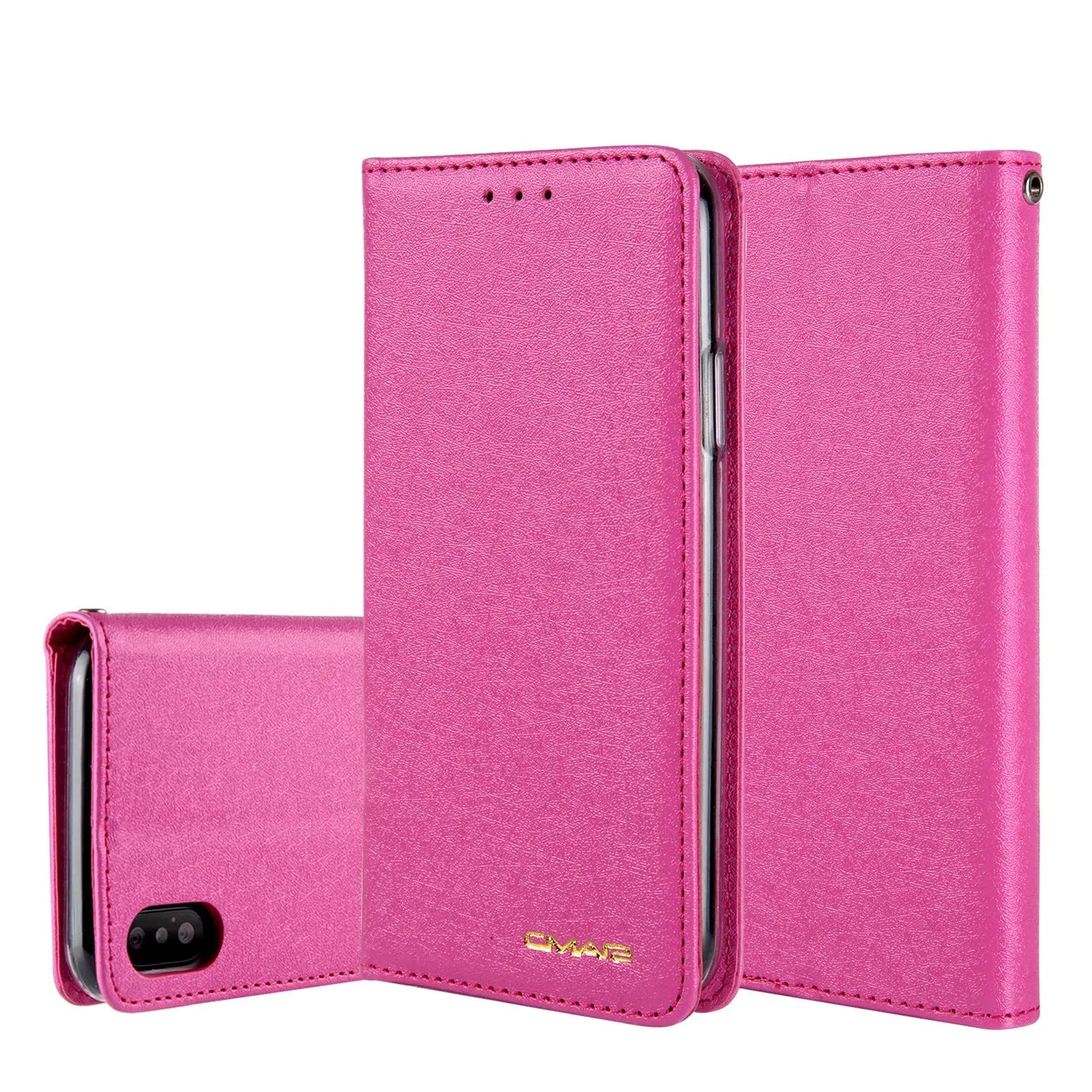 Black PU leather flip phone case for iPhone with open card holder slots