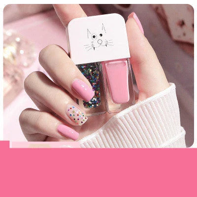 Dual-Tone Nail Polish Set with 10 vibrant shades, featuring long-lasting, quick-drying, and fade-resistant formula infused with nourishing calcium-based oil