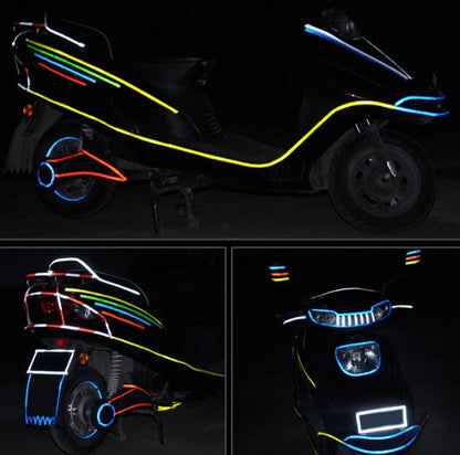 Reflective and luminous safety stickers for bicycles, cars, and motorcycles in multiple colours